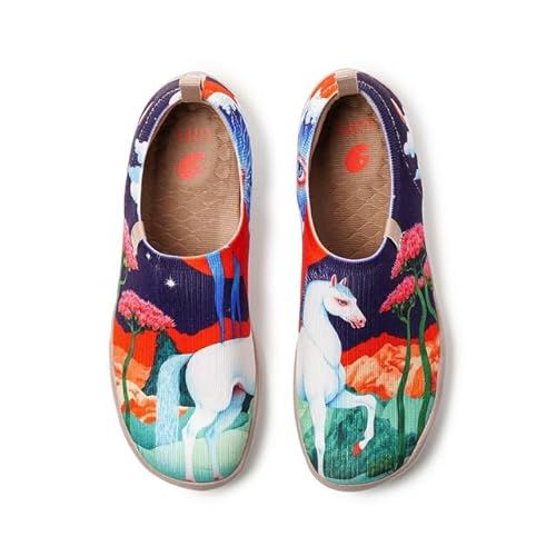 UIN Sneakers for Women Slip On Shoes Casual Comfortable Wide Lightweight Walking Fashion Tnenis Travel Art Painted Loafers