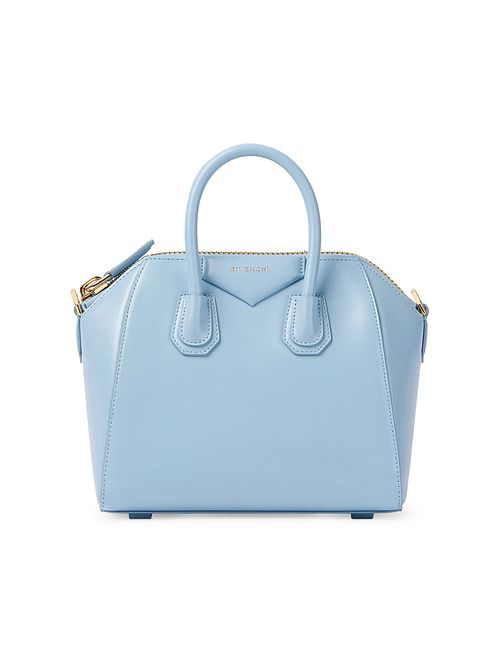 Women's Mini Antigona Top Handle Bag in Box Leather - Light Blue