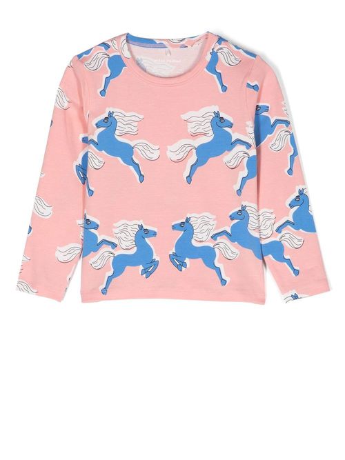 Horse-print long-sleeve T-shirt - Pink