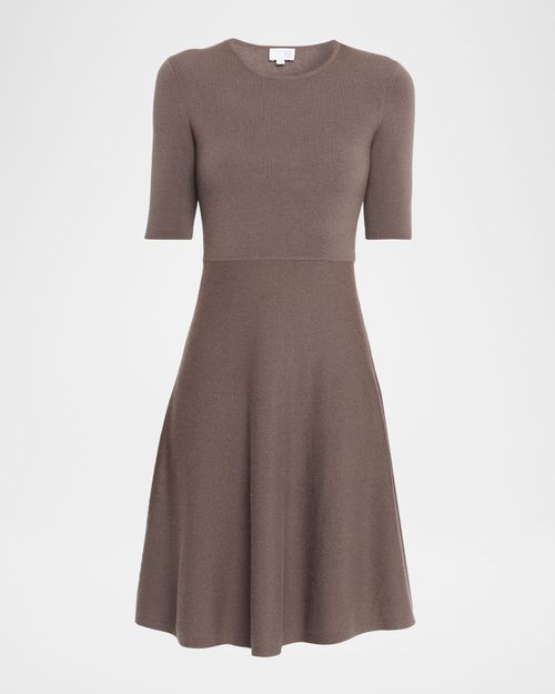 Cashmere Fine Ribbed A-Line Midi Dress