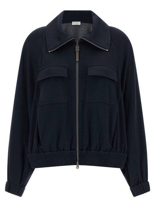 Shiny Zipper Pull Sweatshirt