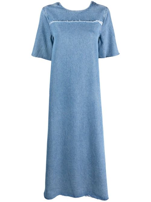 Scoop-back denim midi dress - Blue