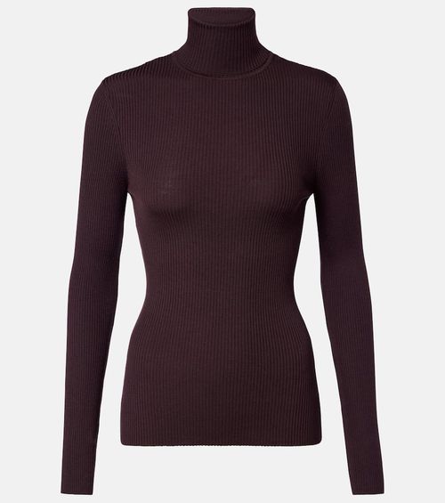 Ribbed-knit virgin wool turtleneck top