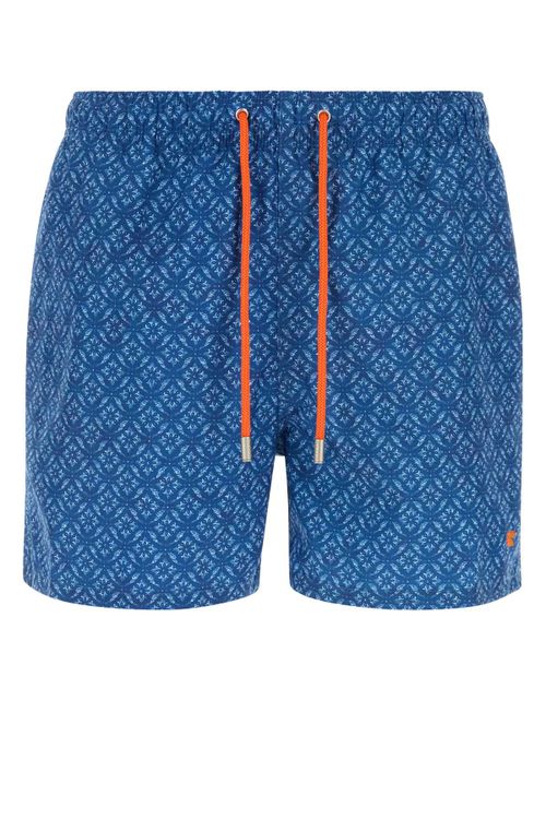 Printed Recycled Polyester Swimming Shorts — Blue