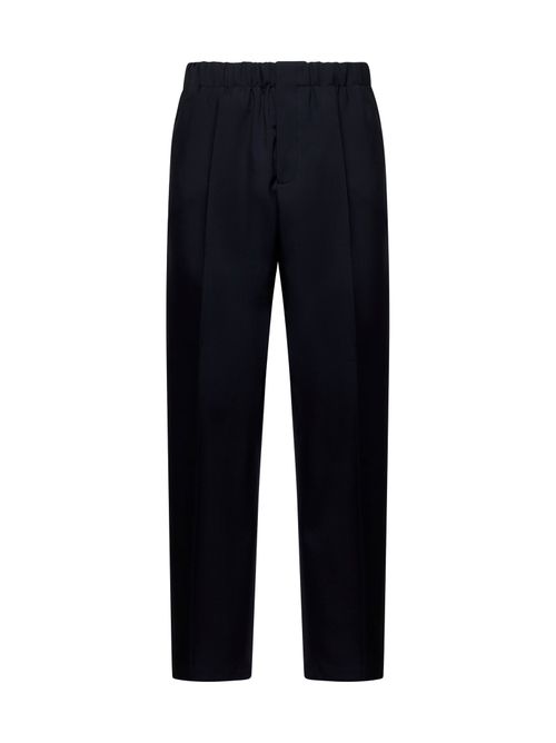 Wool Gabardine Tapered Trousers — Blue