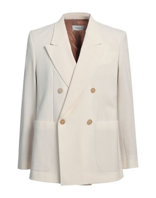 Laneus Man Blazer Cream Size 38 Polyester, Virgin Wool, Elastane