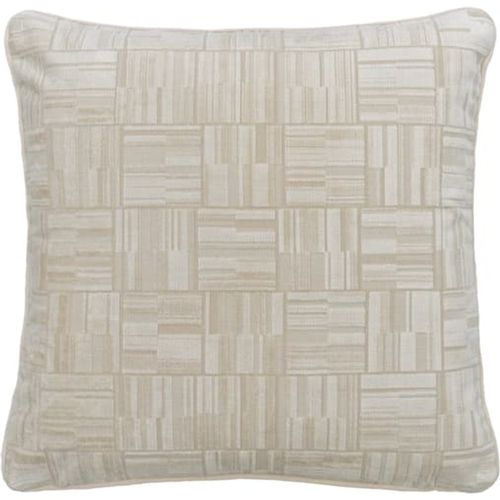 Lexington Ivory, Sustainable Feather, Cushion, 55cm x 55cm - Andrew Martin Velvet Geometric