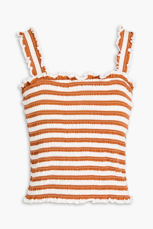 Averie shirred striped cotton-jersey top