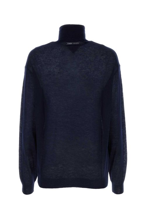 Navy Blue Cashmere See-through Sweater
