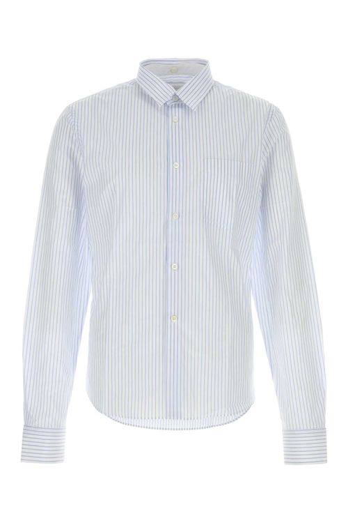 Striped Poplin Shirt — Blue