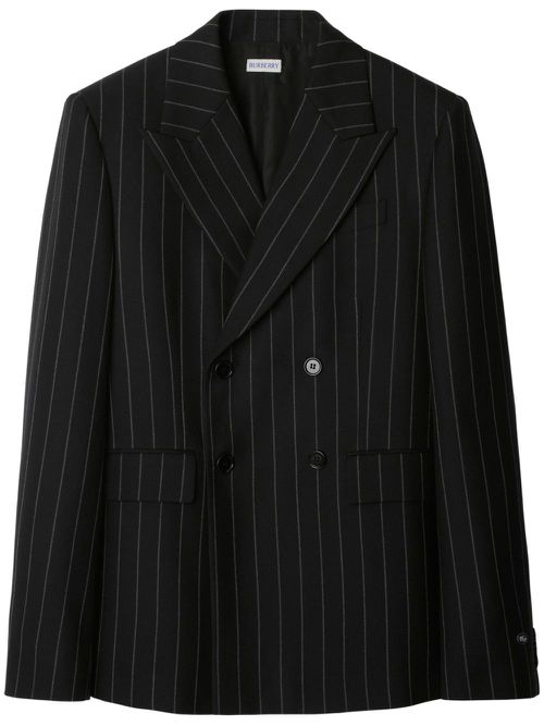 Pinstripe wool blazer - Black