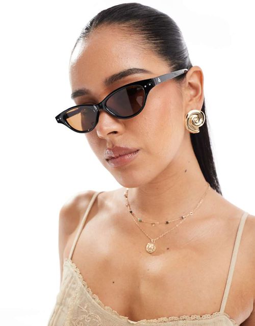 Aire Cybeles slim cateye sunglasses in black