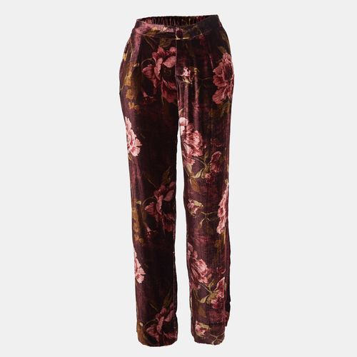 F. r.s For Restless Sleepers Burgundy Floral Print Velvet Pants