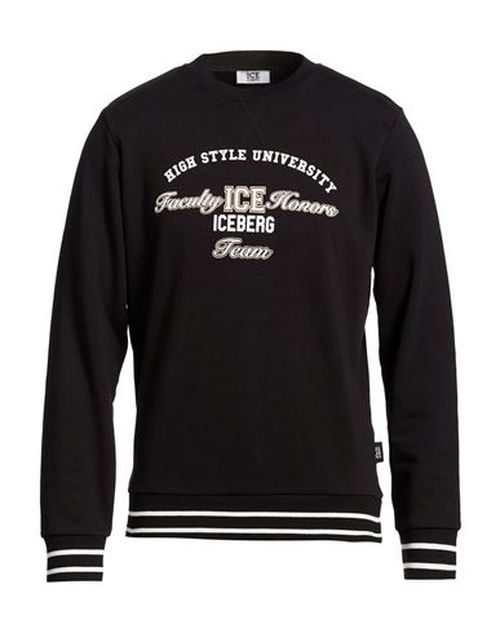 Man Sweatshirt Black Size L Cotton, Polyester