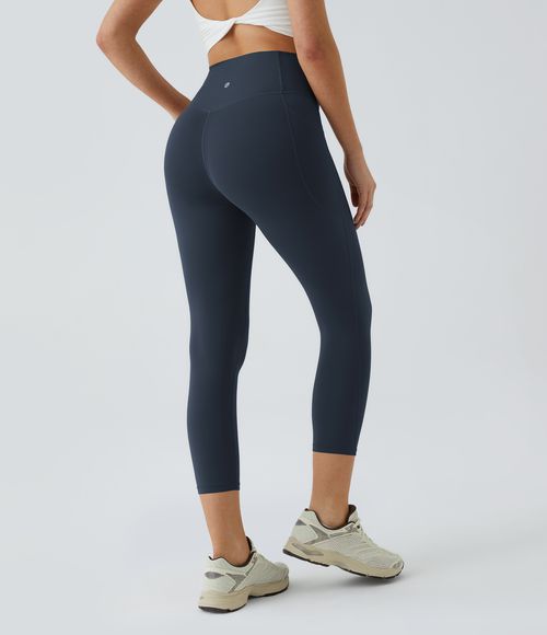 UltraSculpt™ SoCinched High Waisted Tummy Control Pocket Shaping Training Capri Leggings  - Carbon