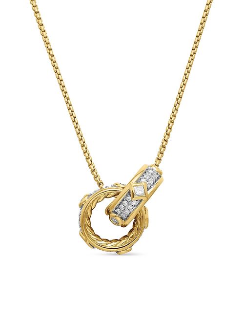 Women's Modern Renaissance Double Pendant Necklace in 18K Yellow Gold - Diamond