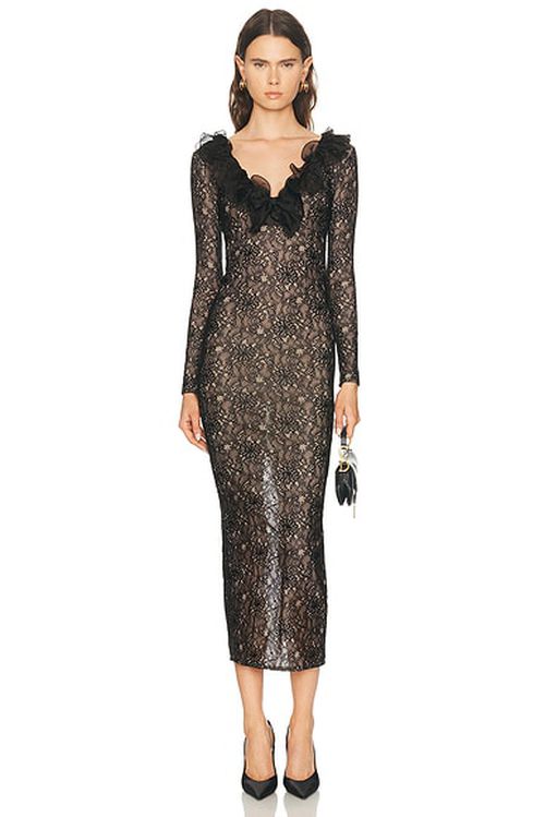 Alessandra Rich Long Sleeve Dress in Black - Black. 42 also in