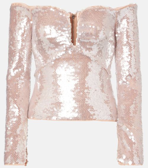 Sequined off-shoulder top