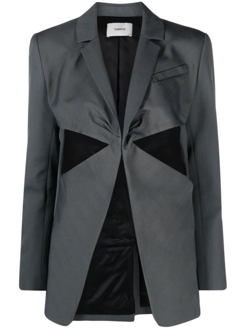 Twisted cut-out herringbone blazer - Black