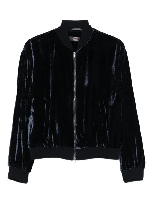 Velvet Zip-Front Jacket — Black