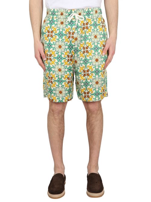 Drôle De Monsieur Men's Casual Bermuda Shorts with Elastic Waist