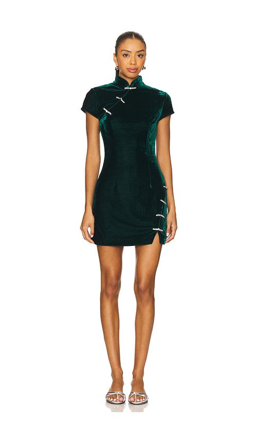 SAU LEE Ivy Velvet Mini Dress in Emerald. 12 also , 10, 2, 4