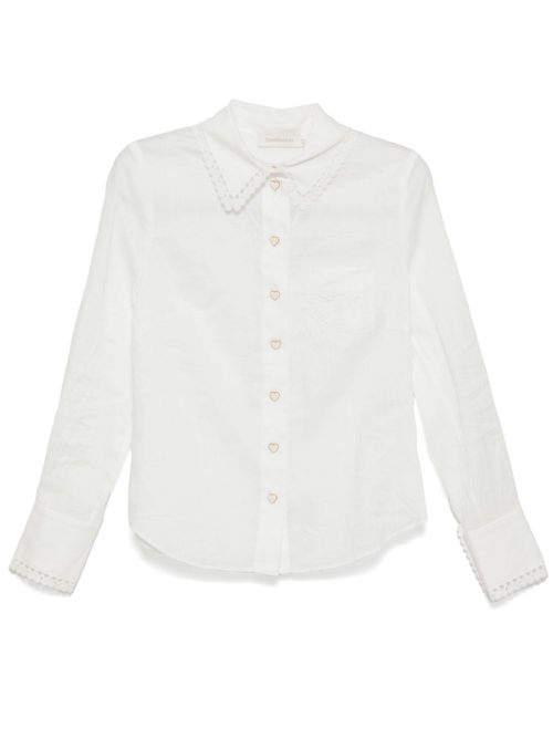 Embroidered ramie shirt - White