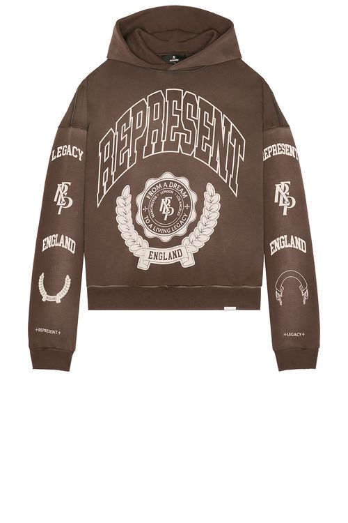 REPRESENT Legacy Crest Hoodie in Nero - Brown. XL/1X also in