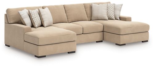 Larce 3-Piece Performance Fabric Sectional with Double Chaise, Dune