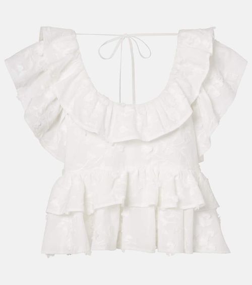 Slees embroidered ruffled cotton top