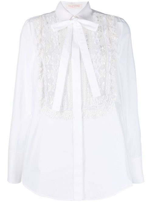 Valentino Garavani lace-bib tailored shirt - White