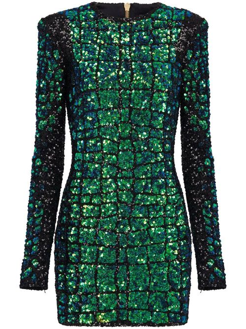 Sequin-embellished mini dress - Green