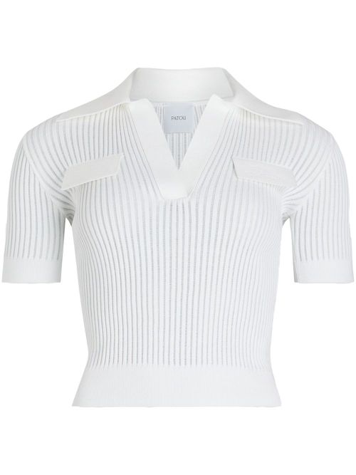 Knitted polo top - White