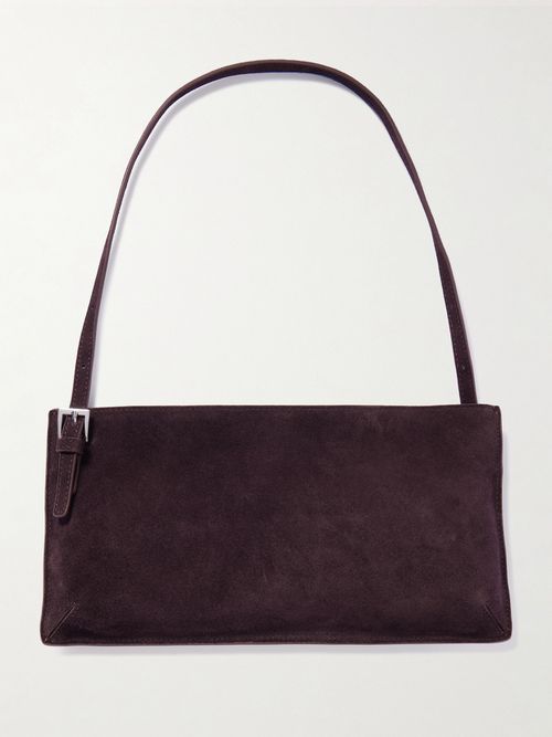 90s Suede Shoulder Bag - Brown