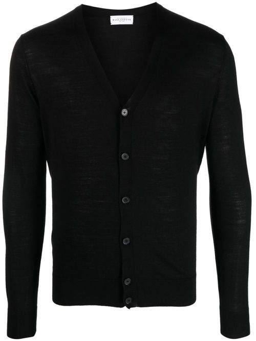 V-neck wool cardigan - Black