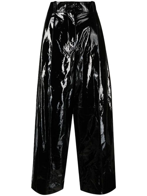 Arda patent wide-leg trousers - Black