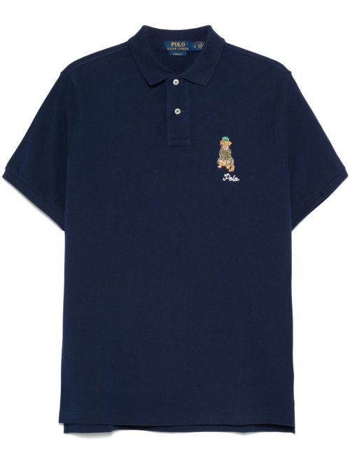 Logo-embroidered polo shirt - Blue