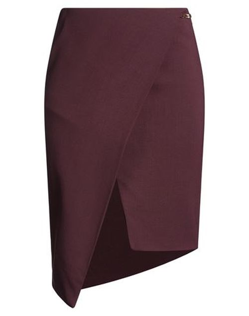Woman Midi skirt Burgundy Size 10 Viscose, Virgin Wool