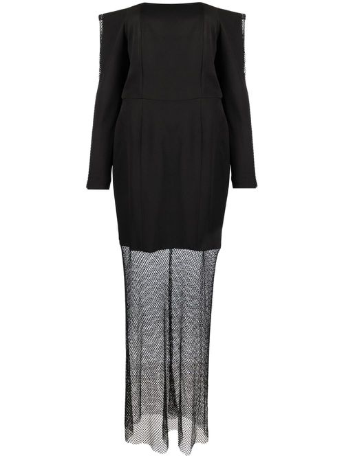 Rhinestone-embellished off-shoulder gown - Black