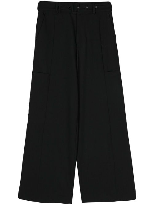 Belted mid-rise palazzo trousers - Black