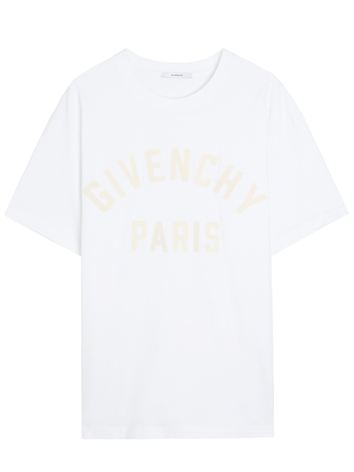 Givenchy Yellow Applique Logo T-Shirt in White - White