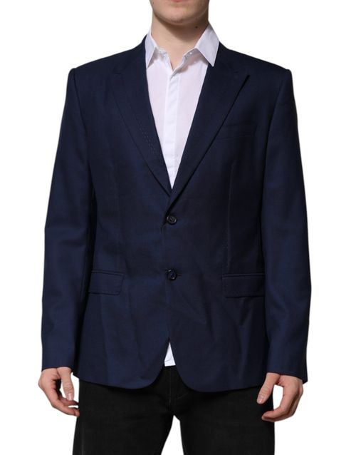 Virgin Wool Single-Breasted Blazer — Navy
