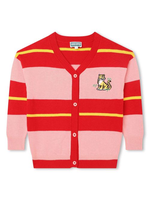 Striped logo-embroidered cardigan