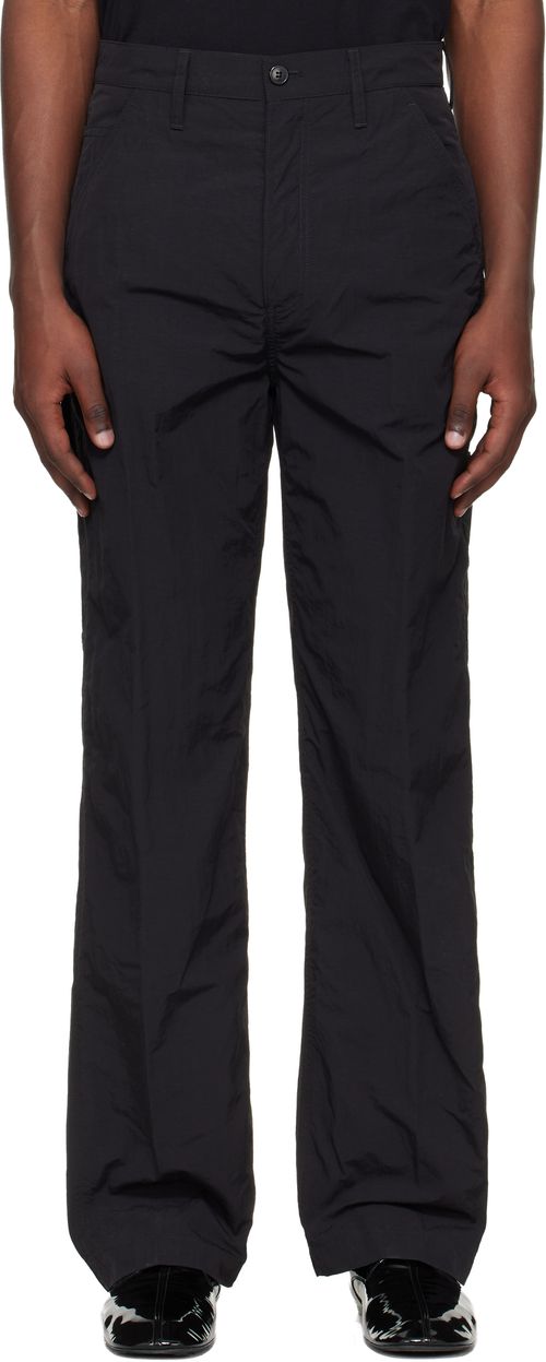 Black Crinkle Cargo Pants