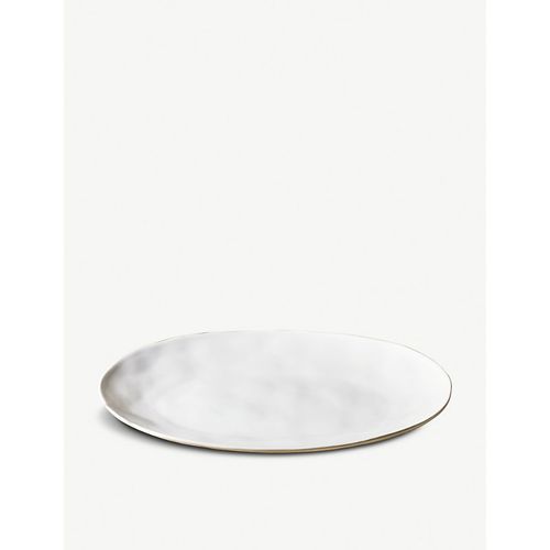 White Portobello Large Stoneware Serving Platter 
