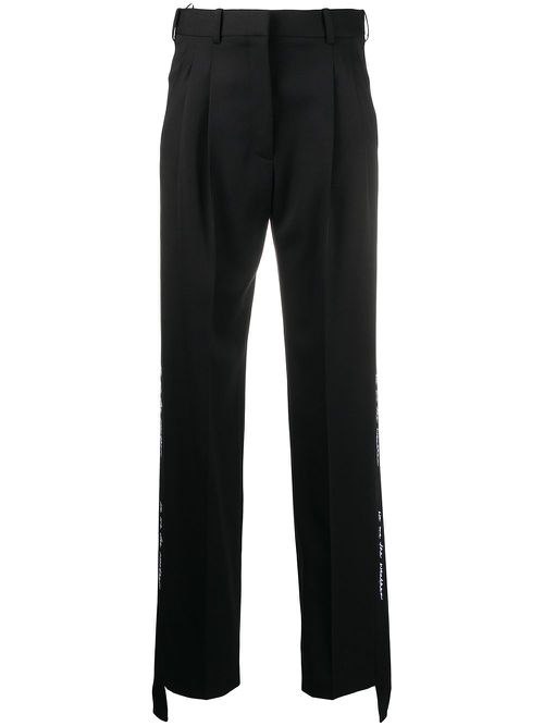 Tape detail straight trousers - Black