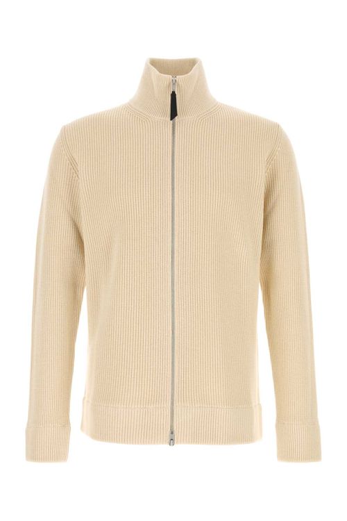Ribbed Cotton-Wool Sweater — Beige