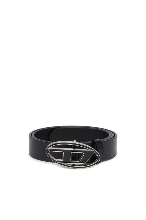 Leather belt with enamelled buckle - Belts - Woman - Black