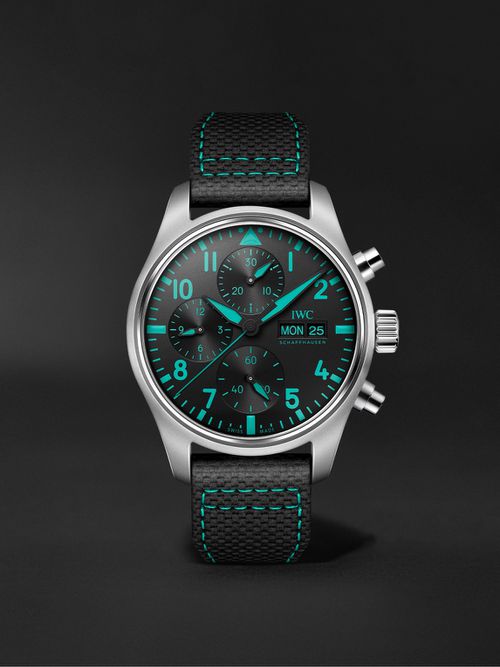 Pilot's Watch Mercedes-AMG Petronas Formula One™ Team Edition Automatic Chronograph 41mm Titanium and Leather Watch, Ref. No. IWIW388108 - Men - Black