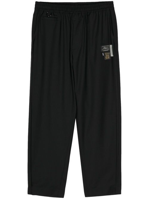 Logo-appliqué straight trousers - Black